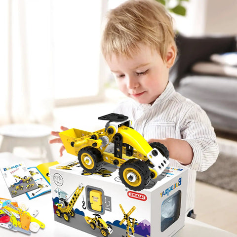Child playing with 10 In 1 Stem Toys Set For Kids Ages 4 5 6 7 8 9 Plus Hands On Building Blocks Kit on a table