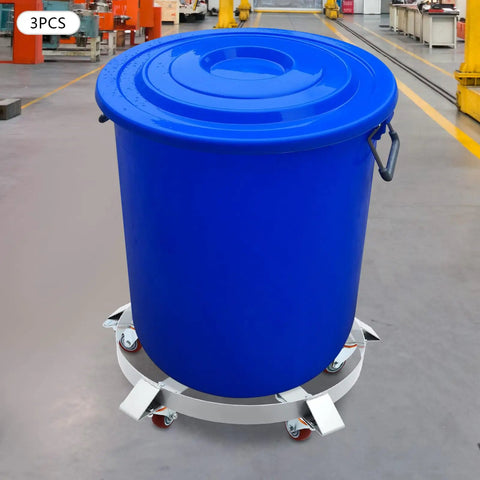 Heavy Duty Drum Dolly Built Tough With Q235 Steel Five Wheels 1250 Lb Load Capacity Secure Load Design To Stop Sagging And Tipping The Ultimate Workshop Workhorse For Fast, Safe Drum Handling. blue 55-gallon drum on steel dolly with five wheels, shown in workshop