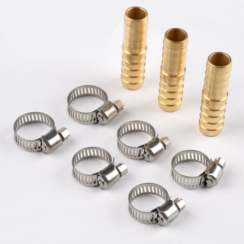 Brass Hose Joiner Repair Kit 3 Pack Half Inch Hose Mender With Stainless Steel Clamps Leakproof Barbed Coupler For Garden Hose Repair
