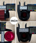 Digital calipers measuring 25mm Universal Air Intake Filter For 1 Inch Intake Cold Air Filter Auto Breathe Vent Crankcase Cleaner With Adjustable Clamp On Breather Fits Car And Motorcycle Red in multiple angles