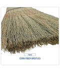Close-up of corn fiber bristles showing texture, part of the Reliable Workhorse Warehouse Brooms Crafted With Heavy Duty Corn Fiber Bristles For Ridiculously Fast Dust Removal Along With A Balanced Fifty Six Inch Overall Length To Keep Any Commercial Floor Looking Crisp Without Breaking A Sweat Daily.