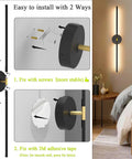 Installation guide for Wireless Wall Sconces Set Of Two With 10000Mah Rechargeable Battery Cordless Lights showing fixing options.