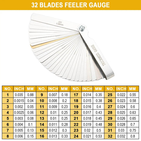 Universal Spark Plug Gap Tool With 32 Steel Feeler Blades For Precise Gap Settings On 10mm 12mm 14mm And 16mm Spark Plugs
