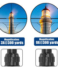 3-9x40 Rifle Scope With Red Green Illuminated Rangefinder Reticle magnification views of lighthouse at 300 yards