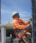 Worker on site with Premium EagleLite Harness With Tongue Buckles And 3 Steel D Rings For All Day Fall Protection