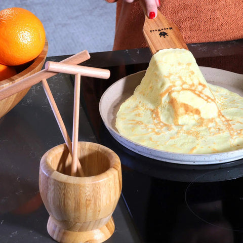 Crepe Spreader Set With Turner Four Piece Wooden Batter Tools 3.5 Inch 5 Inch 7 Inch 12 Inch T Shaped Design for pancakes