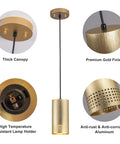 Gold Pendant Light Fixtures, Adjustable Modern Industrial Metal Lighting features premium gold finish and rust-resistant aluminum.