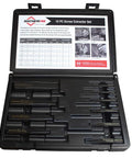 10 Piece Screw Extractor Set For Quick Removal Of Broken Screws And Bolts, Sizes 1/4 Inch To 1-1/2 Inch, Hardened Steel in open case