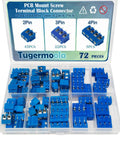 72 Piece Blue PCB Screw Terminal Block Connector Set With 5mm Pitch 2 Pin 3 Pin 4 Pin For Circuit Boards 300V 10A 26 To 14 AWG Wiring Terminals