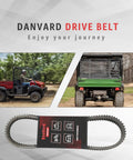 Heavy Duty Drive Belt For Kawasaki Mule 3000 3010 3020 4000 4010 4x4 Models 2001 to 2024 Replacement KAF620 Parts No Slippage Fiber Reinforced 59011 1077 displayed with utility vehicle in background