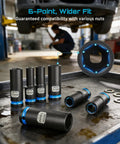 Heavy Duty Half Inch Deep Impact Socket Set With Magnetic Rail, various socket sizes on workshop table