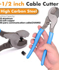 9-1/2 inch high carbon steel cable cutter, blue handle, showcased for 1/0 Gauge CCA Power And Ground Wire Kit 40 Ft Total 20 Ft Red 20 Ft Black With Free Wire Cutter For Car Amplifier Power And Ground Cable Big Three Upgrade Solar RV.