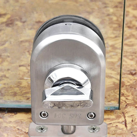 Keyless Glass Door Lock For 10mm To 12mm Glass Doors In Stainless Steel, Floor Latch Bolt Ground Lock for bathroom, rust resistant silver