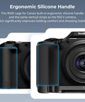 Camera Cage For Canon R50 V With Built In Ergonomic Silicone Grip Arca Quick Release Plate And Multiple Mounts