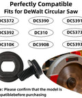 Beefed Up Steel Outer Clamp Washer And Circular Saw Bolt Replacement for DCS390, DCS391, DCS392, DC310 shown with compatible saws.