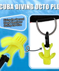 Scuba Octo Plug Regulator Holder With Yellow Plastic Clip 2 Pack Mouthpiece Keeper securing octopus to BCD during dive