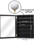 Lockable Wall Mount Golf Ball Display Case Holds Up To 35 Balls With Polished Plexiglass Circle Shelves Durable Black Finish
