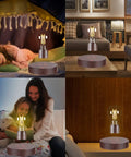 Levitating Light Bulb With Magnetic Levitation And Touch Control Floating Rotating LED Desk Lamp in various room settings