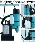 Zinnore 1800w Magnetic Drill Press With Heavy Duty Base And Powerful Torque For Portable Metal Working Tasks showcasing efficient cooling features and coolant tank.