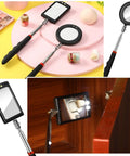 LED Mirror Inspection Set Must Have Two Piece Telescoping Round And Square Mirrors With Bright LED Light Ideal For Vehicle Maintenance And Small Part Checks Eyelashes And Mouth Compact Portable Great For Garage Toolbox Or Car