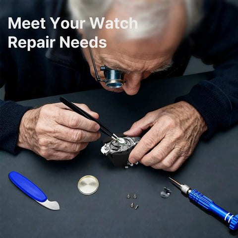 All In One Watch Battery Replacement Tool Kit With Adjustable Case Opener Back Remover Tweezers And Precision Screwdrivers
