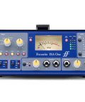 Front view of Heritage Microphone Preamplifier With Independent DI Variable Impedance Selector featuring blue casing and VU meter.