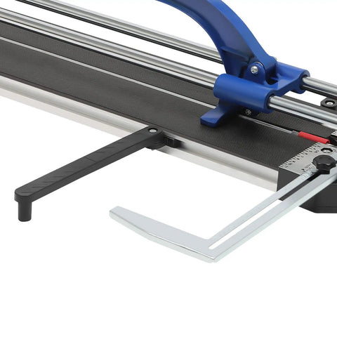Close-up of 24 Inch Manual Tile Cutter With Tungsten Alloy Wheel And Guided Rail for precision cuts on ceramic tiles.