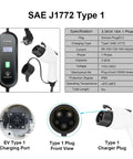 Portable Beefy Level 2 EV Charger 220V 230V 16A Three Point Five Kilowatts Type 2 J1772 Cable details and plug design