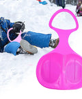 All Ages Snow Sled Lightweight Sledding Board For Winter Fun Cold Resistant Flexible PP Plastic Dark Pink on snowy slope