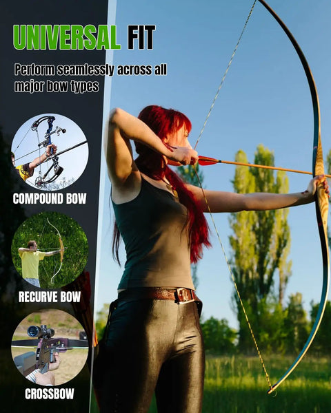 Archer using a recurve bow with Beefy 100 Grain Screw In Field Tips 24 Pack For Arrows 5 Sixteenth Inch Steel Archery Arrowheads
