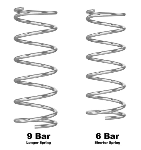 9 Bar And 6 Bar OPV Spring Upgrade For Espresso Machines Made From 304 Stainless Steel Durable Replacement, two springs labeled.