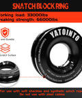 Snatch block ring from Soft Shackles Recovery Kit with 56000 lbs capacity shown close-up with specs and logo.
