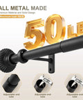 Beefy Black Curtain Rod System Fits 32 To 240 Inches Wide, 1 Inch Diameter, Space Saving Telescoping Rod With Heavy Duty Brackets For Wide Windows