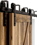 Space Saving Bypass Sliding Barn Door Hardware Kit With Double Track For Low Ceiling Heavy Duty Smooth Glide For Double Wooden Doors