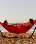 Two people relaxing on beach in Roo Double Hammock With GravitasX Water Resistant Breathable Ripstop Fabric Ultra Comfortable Lounger