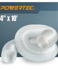 4 Inch Anti Static Dust Collection Hose 10 Feet Flexible PVC For Table Saw Band Saw Planer Jointer Woodworking And Garage Dust System Pro Grade Ultra Lite Spiral Hose With Steel Spring coiled on display