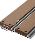 Close-up of 1010 Aluminum and MDF Hybrid Spoilboard Table for CNC Router ProVerXL 4030 to 1010 XY Axis Extension Kit showing dimensions.