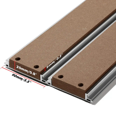 Close-up of 1010 Aluminum and MDF Hybrid Spoilboard Table for CNC Router ProVerXL 4030 to 1010 XY Axis Extension Kit showing dimensions.