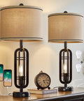 3 Way Dimmable Modern Touch Control Table Lamp Set Of 2 Vintage Farmhouse Rustic Bedside Lamps With Dual USB Ports 27.25 Inch Tall