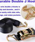 Two Pack Heavy Duty Ratchet Straps With 8000 Lbs Break Strength, 2 Inch By 40 Foot Black Tie Down Straps With Durable Double J Hooks