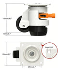 Heavy Duty Leveling Casters With Knurled Ratchet Handle For No Worries Height Tuning 3300 Lbs Load Capacity Set Of 4 White swivel caster dimensions labeled