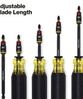 14 In 1 Adjustable Screwdriver With Flip Socket For HVAC Includes 1/4 In And 5/16 In Nut Drivers 12 Bits In Handle Impact Rated Heavy Duty Multi Tool
