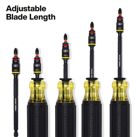 14 In 1 Adjustable Screwdriver With Flip Socket For HVAC Includes 1/4 In And 5/16 In Nut Drivers 12 Bits In Handle Impact Rated Heavy Duty Multi Tool