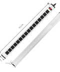 Top view of Beefy 16 Outlet Heavy Duty Power Strip With 15 Foot Extension Cord Metal Build Circuit Breaker Mounting Brackets Included