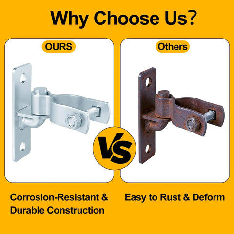 Comparison of Heavy Duty Wall Mount Gate Hinges 1 3 8 Inch Galvanized Steel with a rusted alternative.