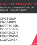 Compatibility chart for Beefed Up Oven Control Board And Clock Model 5304509231, includes models CRG3480P, BGGF3045R, and others.