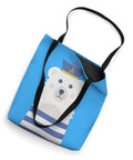 Maritime Captain Tote Bag For Boating And Sailing Enthusiasts with bear design, 16 x 16 in, blue fabric, black straps