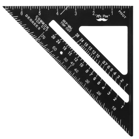 7 Inch Aluminum Rafter Square For Carpentry, Metal Triangle Square Ruler with gradations for angles and cuts