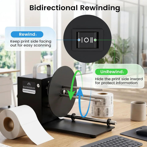 Bidirectional function of Hardcore Automatic Label Rewinder Machine Handles Coreless And Up To 1.1 Inch Cored Rolls.