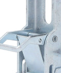 Heavy Duty 180 Degree Folding Table Hinge Slick Double Spring Flip Bracket For Shop Bench Rig And Saw Station close-up of metal latch mechanism